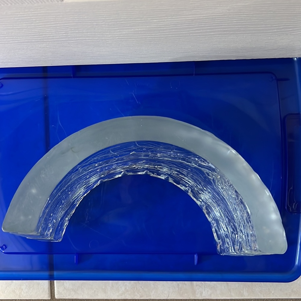 Hand Cast Glass Menorah by Joel & Candace Bless - Curved Shape Displaying Waves - Picture 4 of 11